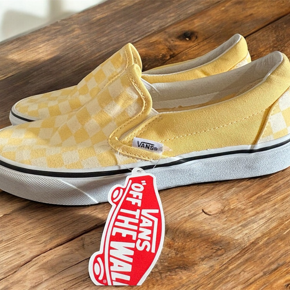 Vans Yellow Checkered Slip-On Sneakers